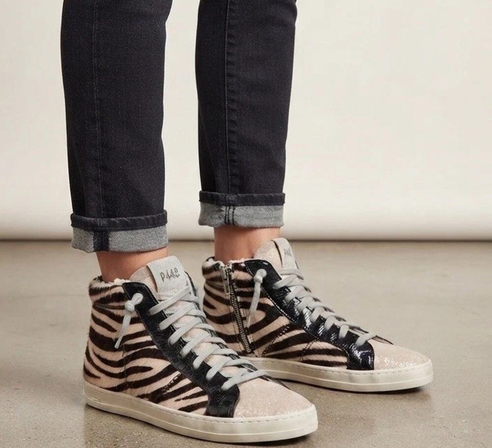 New P448 Sneakers pair women white zebra print 9 Size